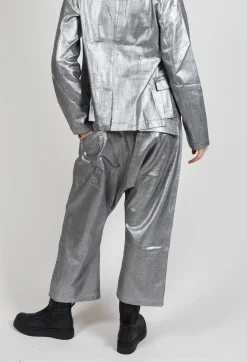 Pal Offner Trousers^Double Belted Hang Loose Trousers in Silver Metallic