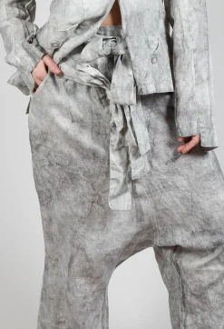 Pal Offner Trousers^Double Belted Trousers in Dark Marble
