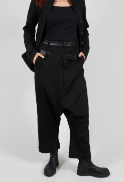 Pal Offner Trousers^Double Belted Trousers in Black