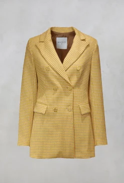 Beatrice B Jackets^Double Breasted Blazer in Cream Yellow