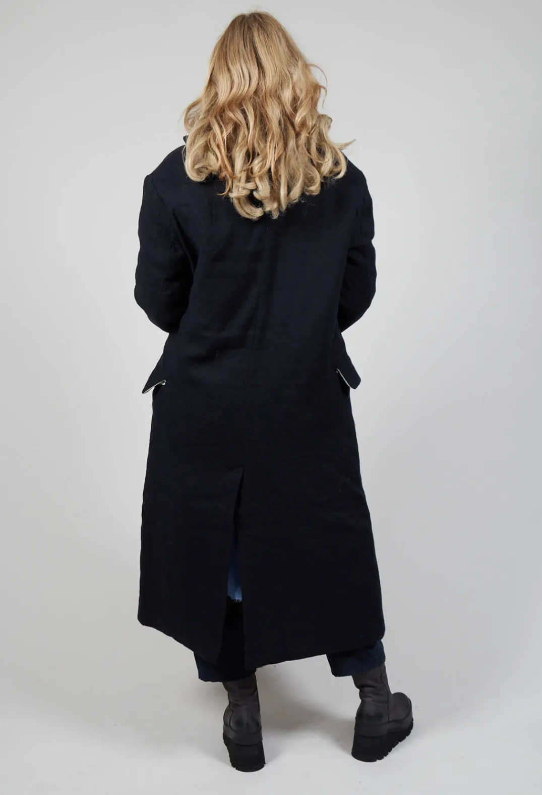 Marc Point Jackets^Double Breasted Coat in Navy Blue