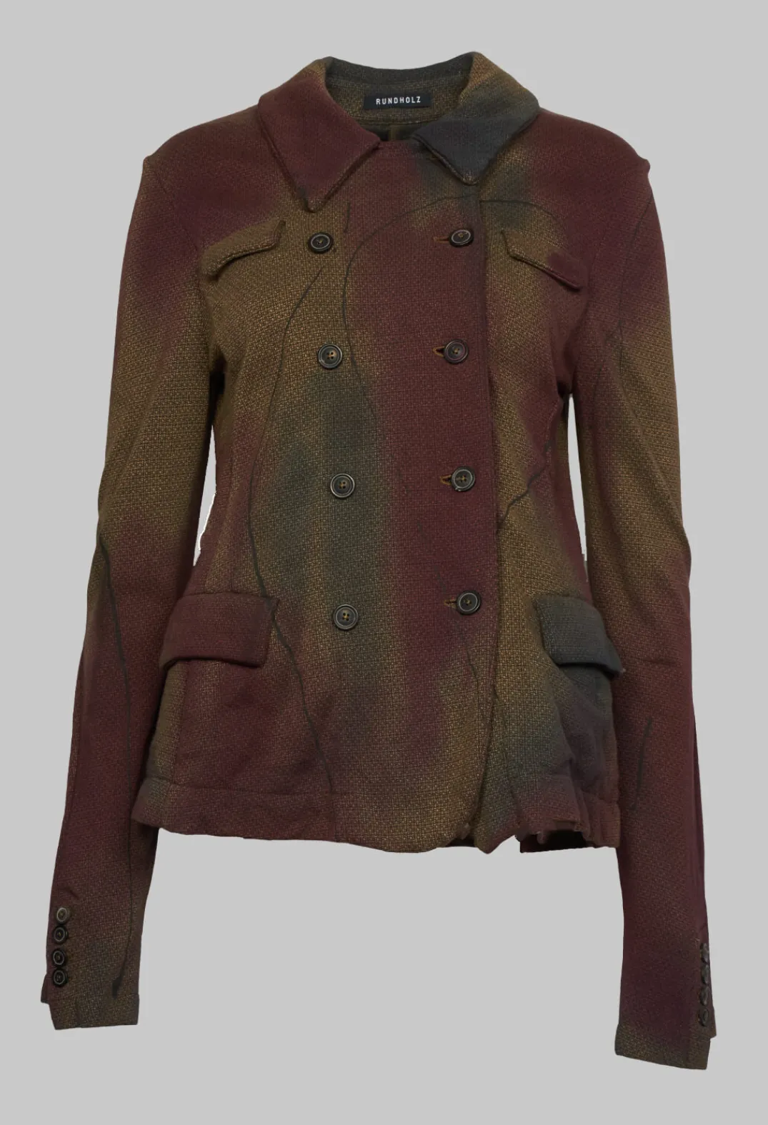Rundholz Mainline Jackets^Double Breasted Jacket with Pointed Collar in Umbra Paint