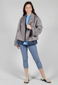 Malloni Coats^Double Breasted Short Jacket in Acciaio
