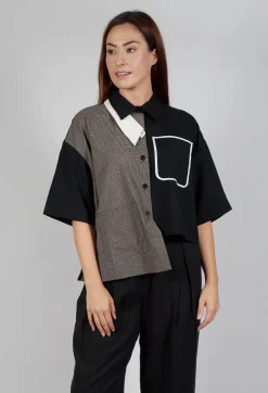 SOH Shirts & Blouses^Double Collar Shirt in Black