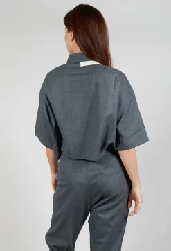 SOH Shirts & Blouses^Double Collar Shirt in Grey Blue
