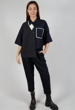 SOH Shirts & Blouses^Double Collar Shirt in Navy