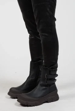 Lofina Boots^Double Strap Ankle Boots in Gasoline Nero