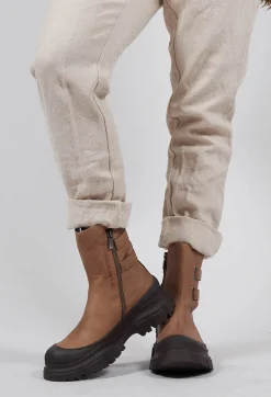 Lofina Boots^Double Strap Ankle Boots in Gasoline Taupe