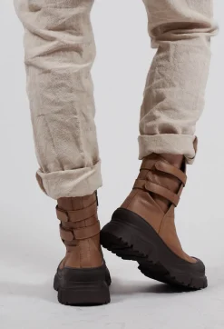 Lofina Boots^Double Strap Ankle Boots in Gasoline Taupe