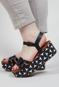 Chie Mihara Boots^Doyki Wedge in Black and White Print