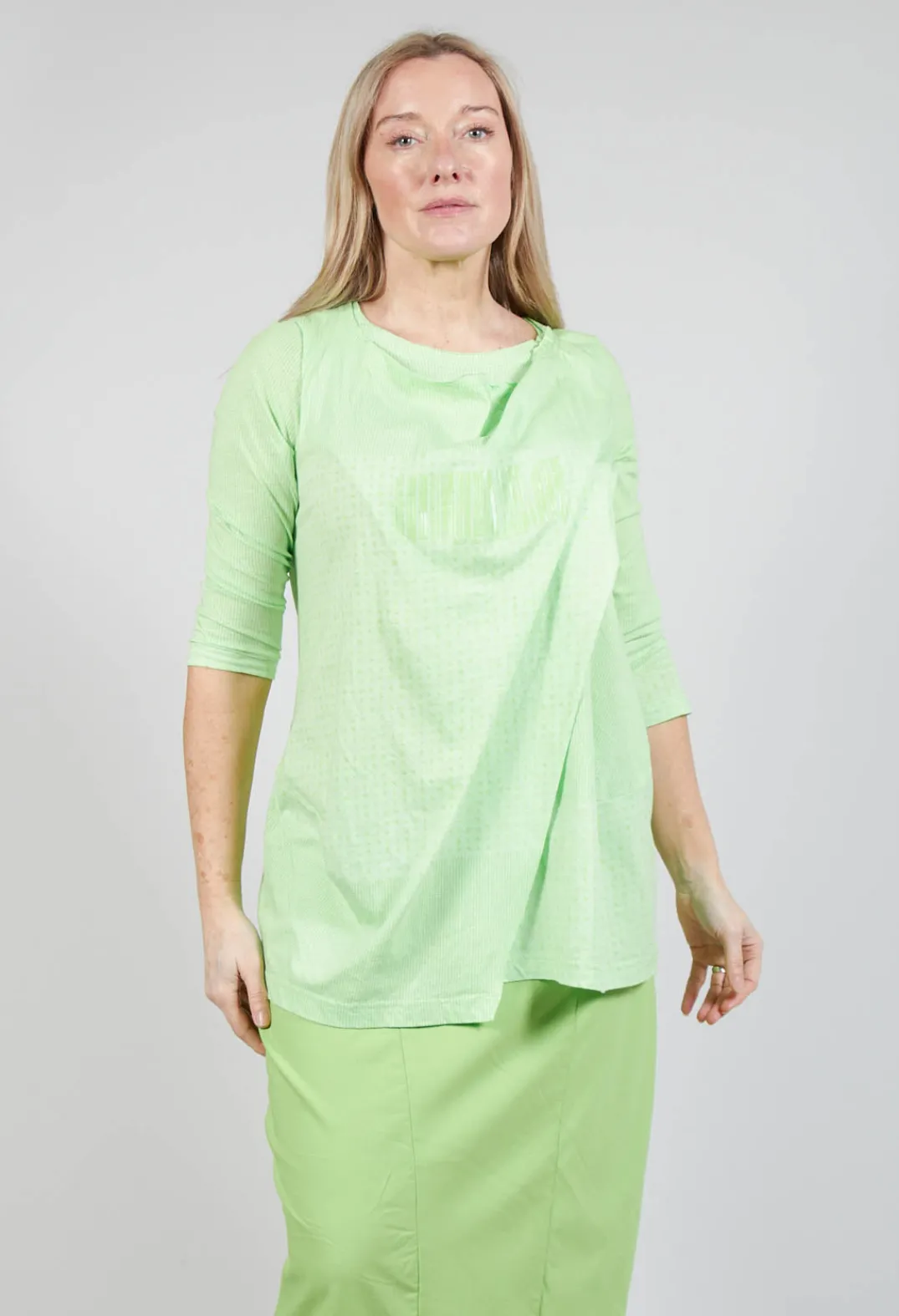 Rundholz Black Label Tops^Draped Jersey Top in Lime Print