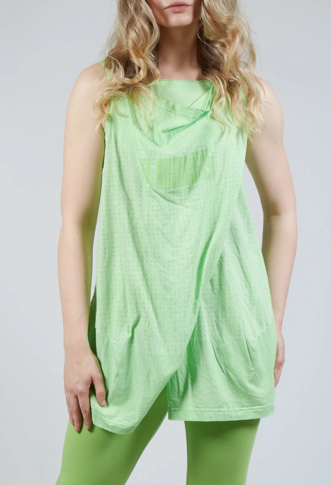 Rundholz Black Label Tops^Draped Jersey Vest Top in Lime Print