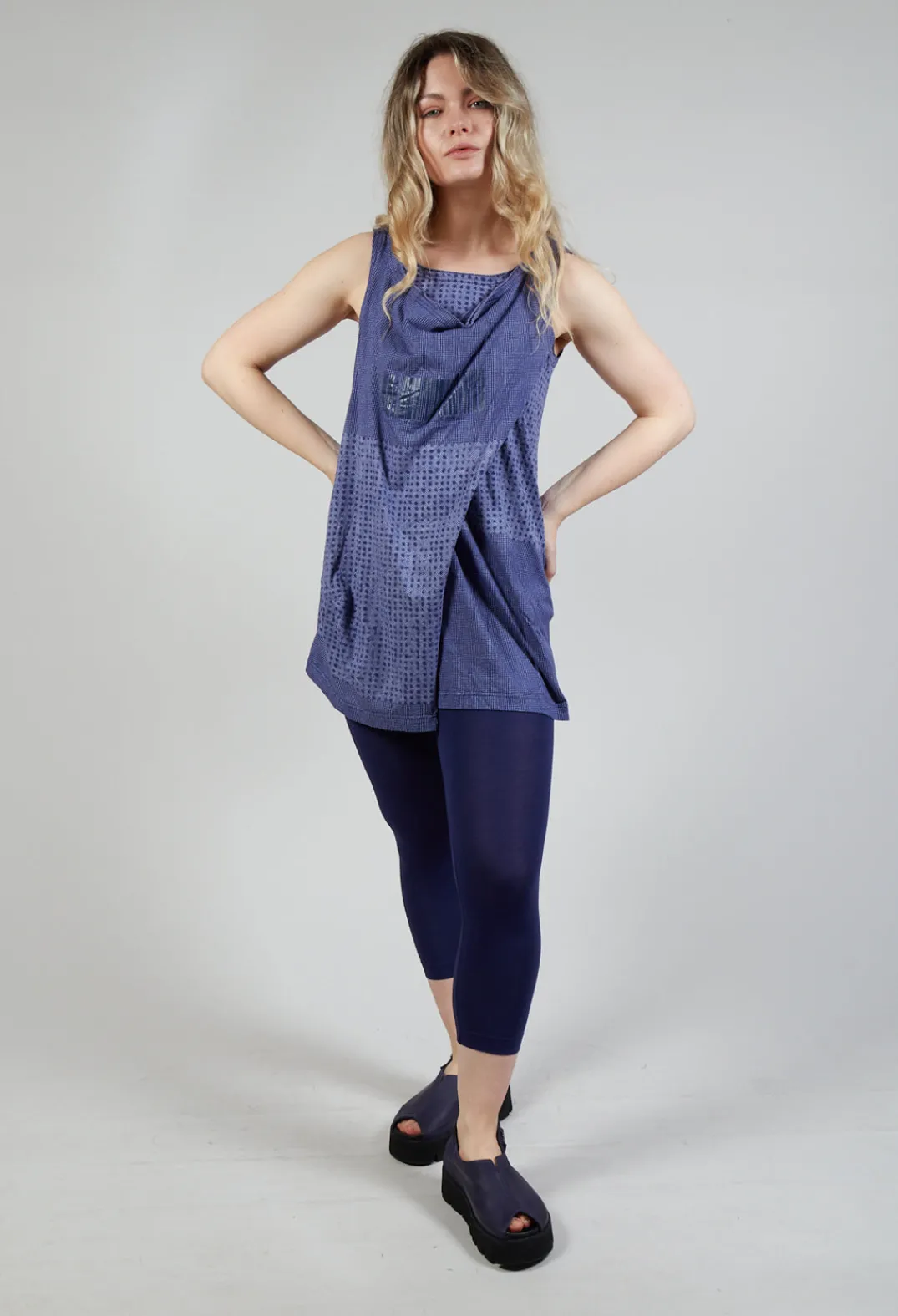 Rundholz Black Label Tops^Draped Jersey Vest Top in Azur Print