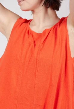 Rundholz Dip Dresses^Draped Sleeveless Dress with Back Pleats in Mandarine