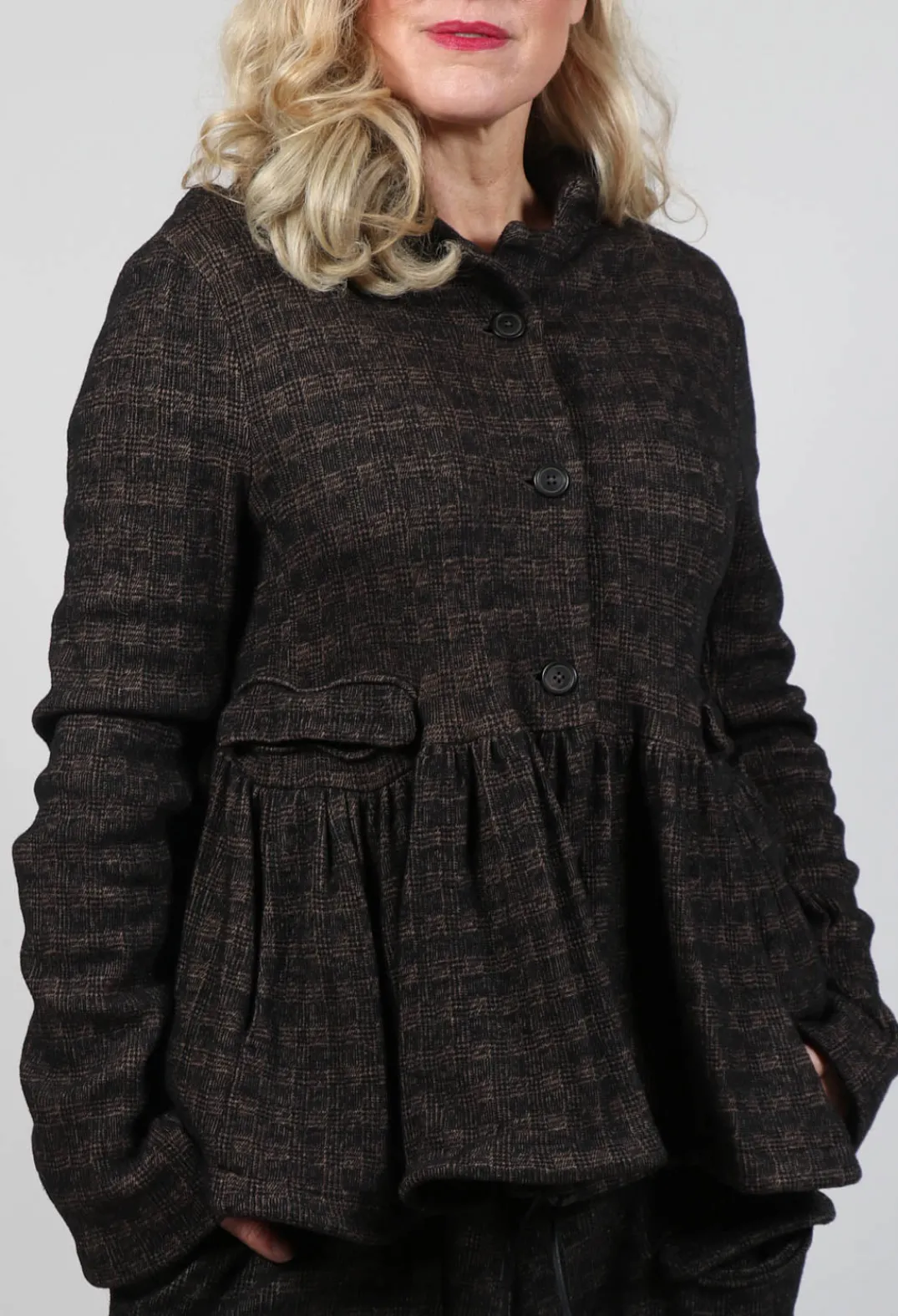 Rundholz Mainline Jackets^Drawstring Hem Jacket in Espresso Check