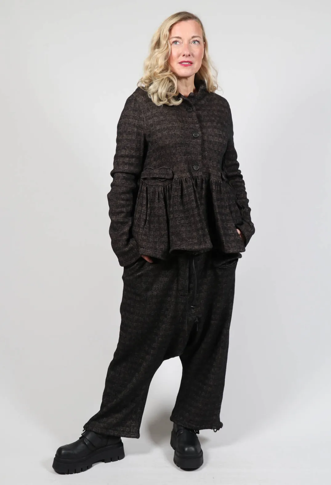 Rundholz Mainline Jackets^Drawstring Hem Jacket in Espresso Check