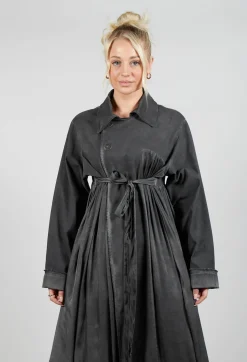 Sanctamuerte Dresses^Dress Coat in Gabardina and Raso di Viscosa Grey Storm