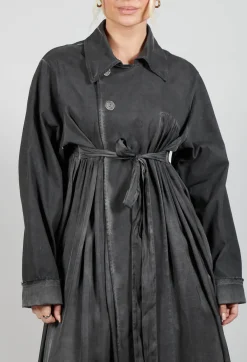 Sanctamuerte Dresses^Dress Coat in Gabardina and Raso di Viscosa Grey Storm