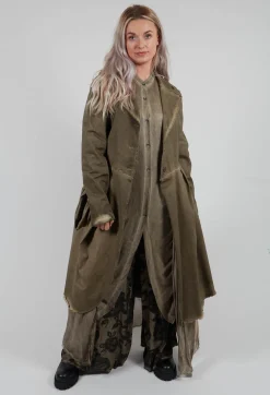 Sanctamuerte Dresses^Dress Dust Coat in Gabardina and Viscosa Seta Green Tuscany