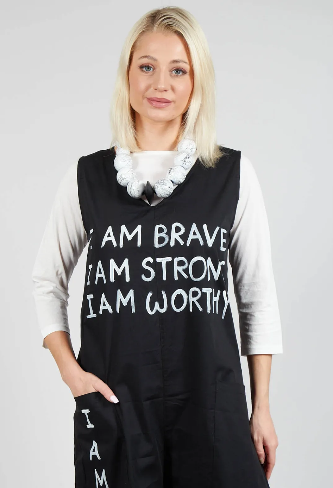 Bread and Butter Jumpsuits^Drop Crotch Jumpsuit with Lettering in Black