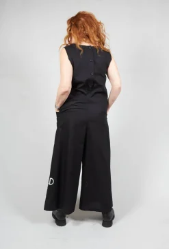 Bread and Butter Jumpsuits^Drop Crotch Jumpsuit with Lettering in Black