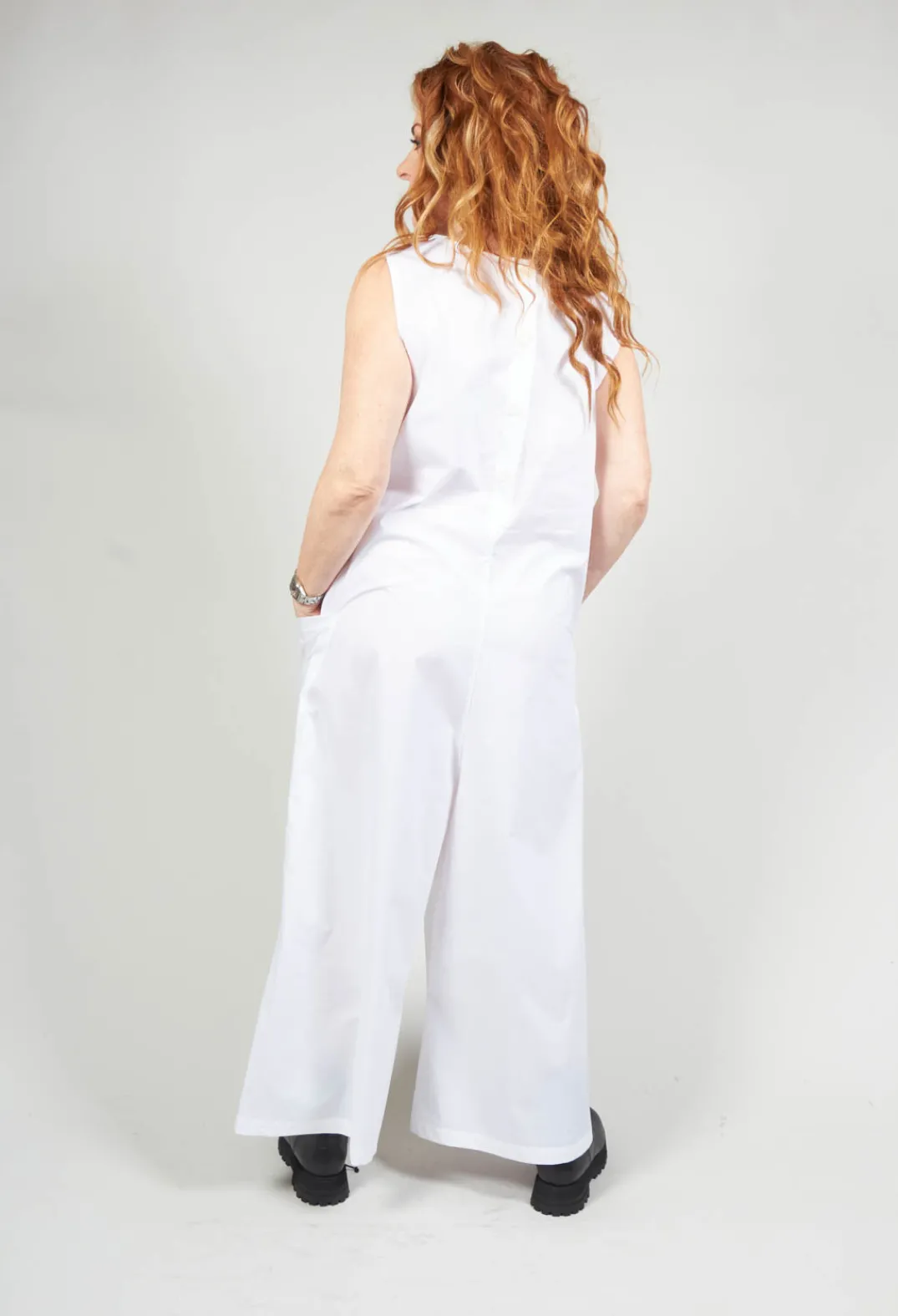 Bread and Butter Jumpsuits^Drop Crotch Jumpsuit with Lettering in White
