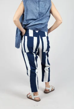 Rundholz Black Label Trousers^Drop Crotch Pull On Trousers in Navy Print