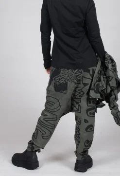 Rundholz Black Label Trousers^Drop Crotch Trousers with Tapered Leg in Camp Big Print