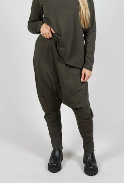 Rundholz Black Label Trousers^Drop Crotch Trousers with Exposed Seams in Jungle