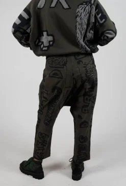 Rundholz Black Label Trousers^Drop Crotch Trousers with Tapered Leg in Jungle Big Print