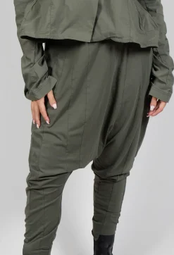 Rundholz Black Label Trousers^Drop Crotch Trousers with Exposed Seams in Camp