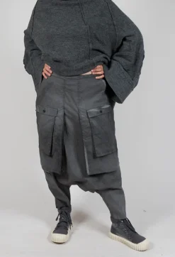 Rundholz Dip Trousers^Drop Crotch Trousers with Statement Pockets in Coal Cloud