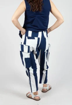 Rundholz Black Label Trousers^Drop Crotch Trousers with Feature Pockets in Navy Print
