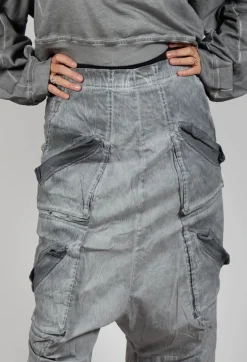 Rundholz Dip Trousers^Drop Crotch Utility Trousers in Pencil Cloud