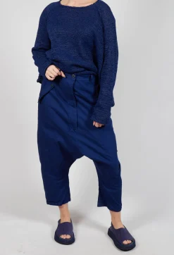 Rundholz Dip Trousers^Drop-Crotch Cotton Trousers with Belt Loops in Ocean