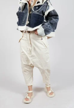 Rundholz Dip Trousers^Drop-Crotch Cotton Trousers with Belt Loops in Greige