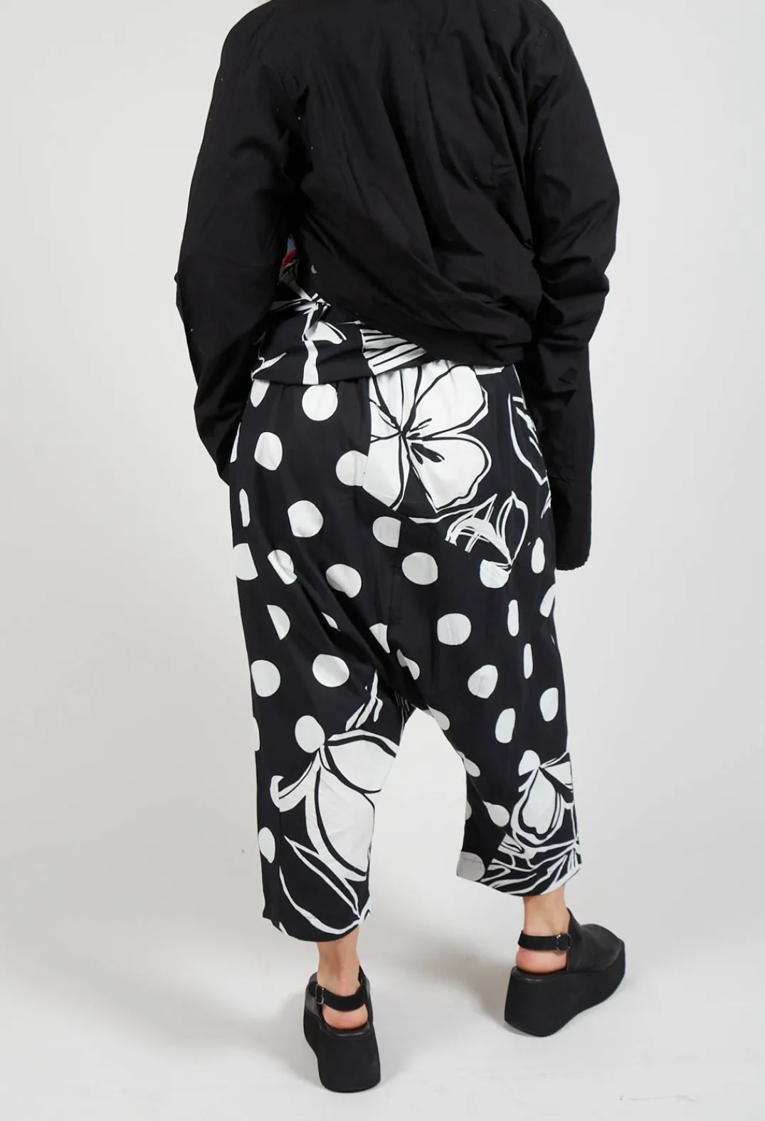 Bize Trousers^Drop-Crotch Polka Dot in Original Black
