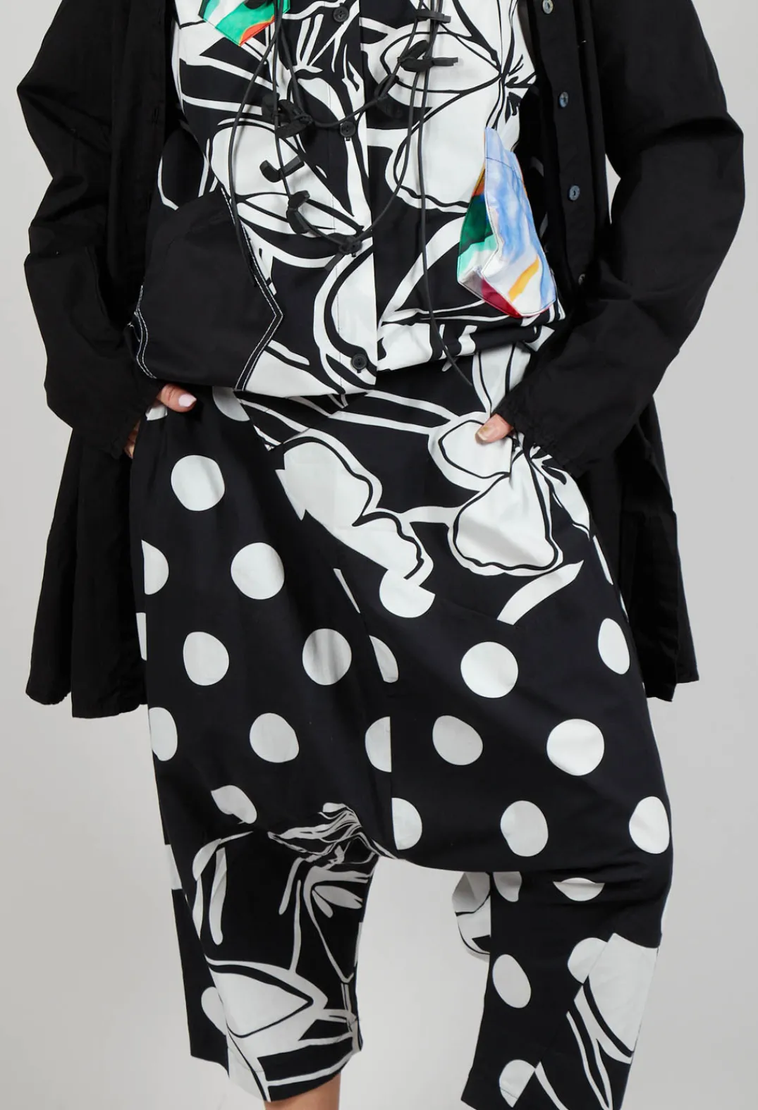 Bize Trousers^Drop-Crotch Polka Dot in Original Black