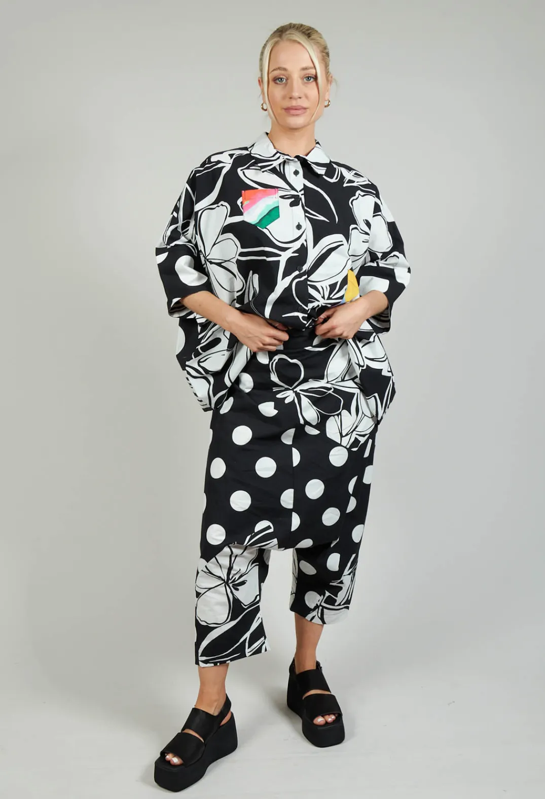 Bize Trousers^Drop-Crotch Polka Dot in Original Black
