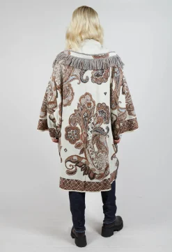 Be Your Essence Coats^Dropped Shoulder Coat in Cream Pattern