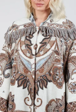 Be Your Essence Coats^Dropped Shoulder Coat in Cream Pattern