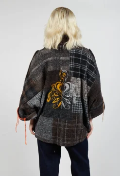 Be Your Essence Jackets^Dropped Shoulder Jacket in Grey Print