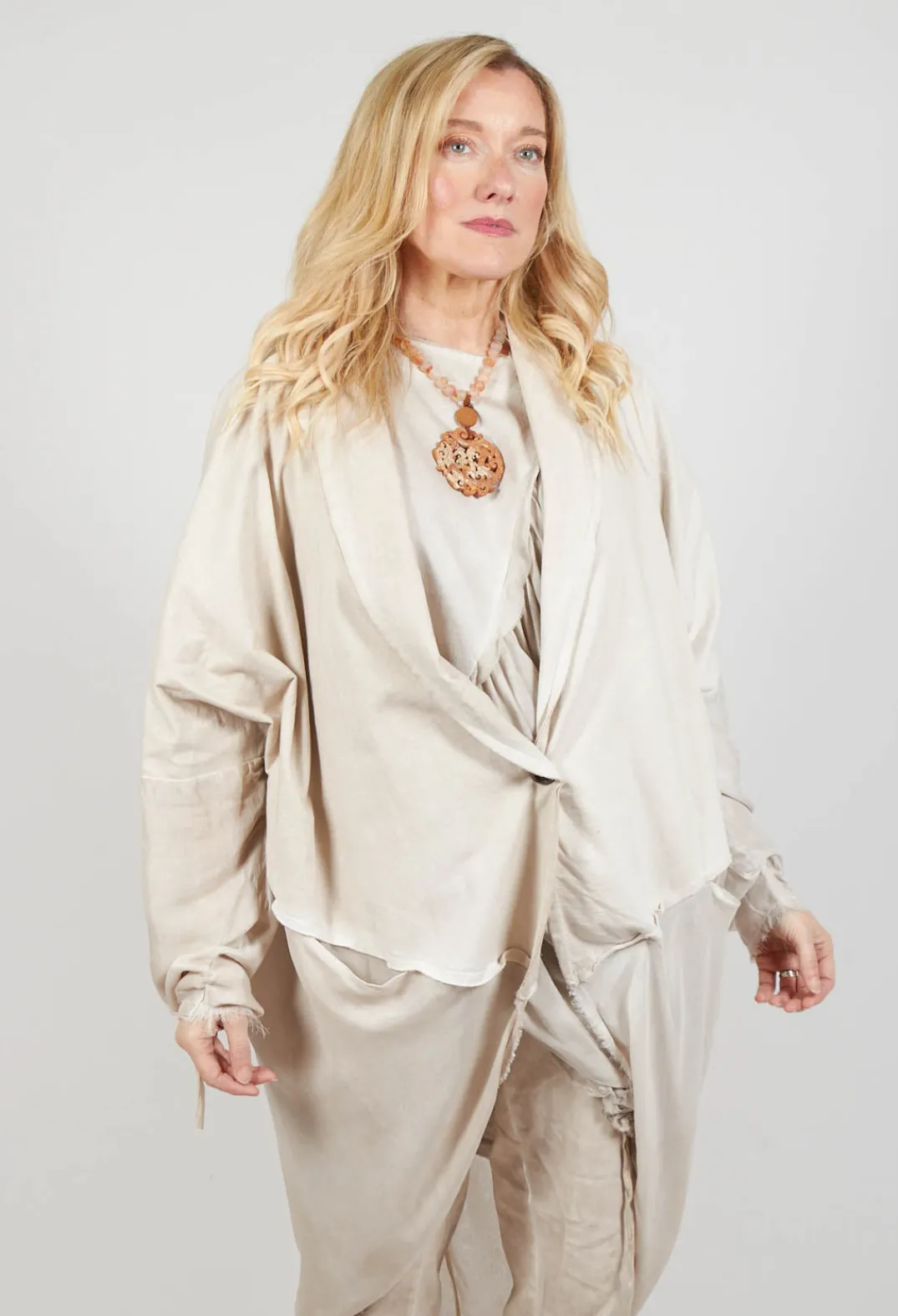 Sanctamuerte Cardigans^Dual Fabric Cardigan in Gesso