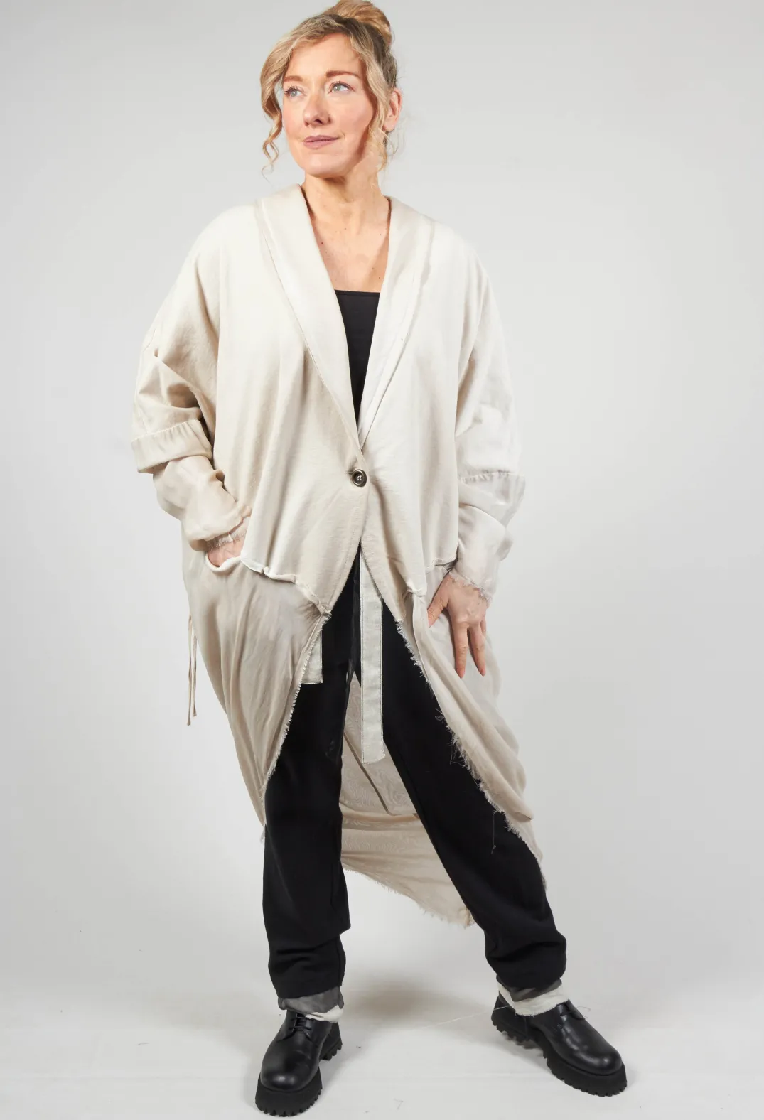 Sanctamuerte Cardigans^Dual Fabric Cardigan in Gesso