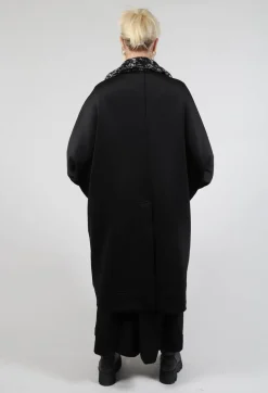 Moyuru Coats^Dual Fabric Oversized Coat in Black