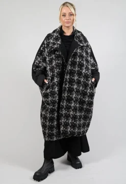 Moyuru Coats^Dual Fabric Oversized Coat in Black