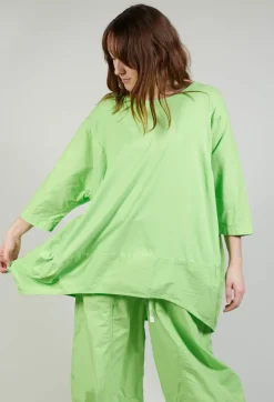 Rundholz Black Label Tops^Dual Fabric Relaxed Fit T Shirt in Lime