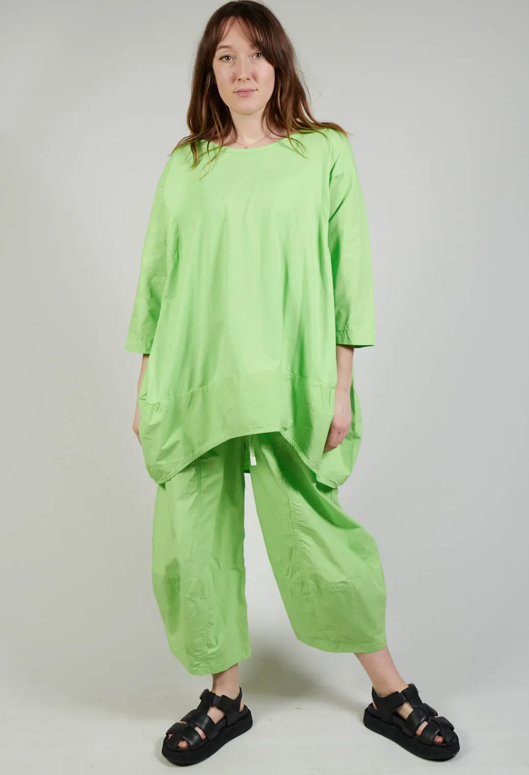 Rundholz Black Label Tops^Dual Fabric Relaxed Fit T Shirt in Lime