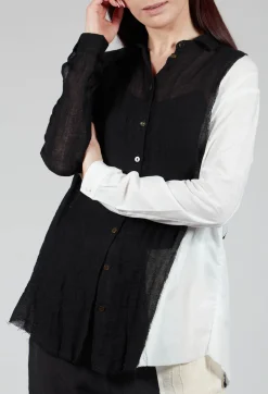 Marc Point Shirts & Blouses^Dual Fabric Shirt in Black and White