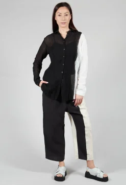 Marc Point Shirts & Blouses^Dual Fabric Shirt in Black and White